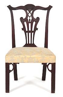 A Pair of Chippendale Style Carved Mahogany Side Chairs
Height 37 inches.