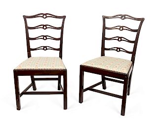 A Set of Four Chippendale Style Ribbon Back Mahogany Side Chairs
height