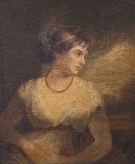 American Artist Unknown19TH CENTURYPortrait of a Lady with Red Necklace