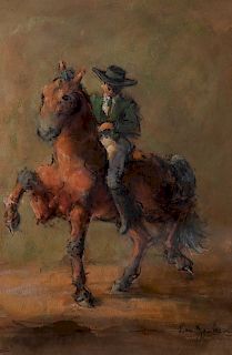 Count Barca de Vasconcellos and His Schooled Horse, circa 1979
8 1/4 x 5 1/2 inches.