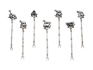 A Set of Spanish Silver Tapas Forks
Length 5 1/2 inches.