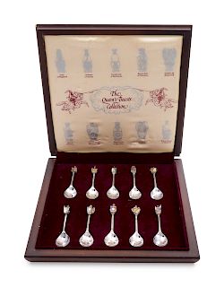 A Set of The Queen's Beasts Collection Silver Spoons
Toye, Kenning & Spencer, London, 1977
edition 1423/2000; in original fitted case.
15 ozt 1 dwt