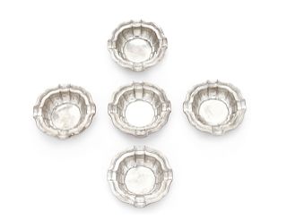 A Set of Five American Silver Nut DishesDiameter 2 3/4 inches.