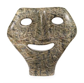 An Inuit Carved Greenstone MaskHeight 14 x width 13 ½ x depth 2 inches.