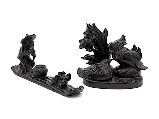 Two Pieces of Chinese Carved Black Soapstone
Height of taller, 4 1/2 inches.