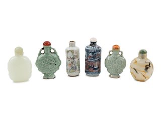 A Group of Varying Chinese Snuff Bottles
Height of tallest 3 1/2 inches.