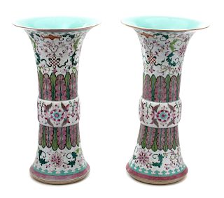 A Pair of Tall Chinese Famille Rose Vases
Height 21 inches.