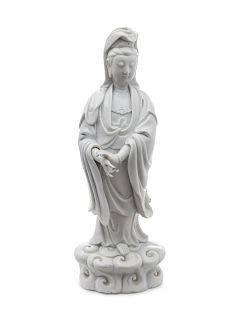 A Chinese Blanc-de-Chine (Dehua) Figure of Guanyin
Height 14 inches.