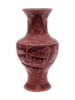 A Chinese Cinnabar Lacquered Vase
Height 12 1/2 inches.