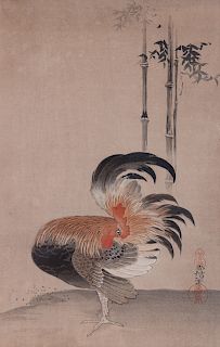 A Japanese Watercolor on Paper of Rooster
19TH CENTURY
signed lower right.
Image area 11 1/4 x 7 1/4 inches.