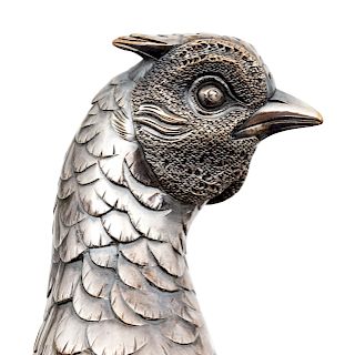 A Japanese Silver Metal Pheasant
Height 8 x length 13 inches.