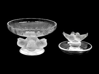 Two Lalique Items
Largest height 3 1/2 x diameter 5 1/2 inches.