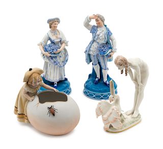 A Group of Four Continental Porcelain Articles
