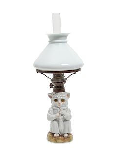  A German Porcelain Oil Lamp
Height 15 3/4 inches.