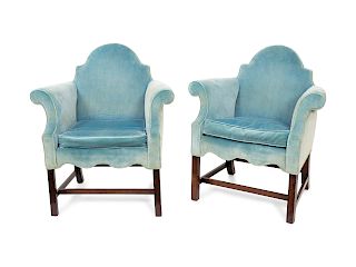 A Pair of Velvet Upholstered Club Chairs
Height 33 x width 29 inches.