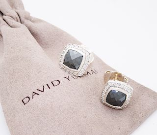 David Yurman Sterling Diamond Hematite Albion Earrings