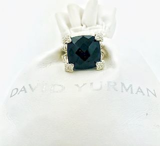 David Yurman Onyx Cushion Diamond Ring Sz 5