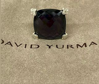 David Yurman Cushion Diamond Amethyst Ring  Sz 6