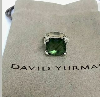 David Yurman Cushion Diamond Prasiolite Ring Sz 6