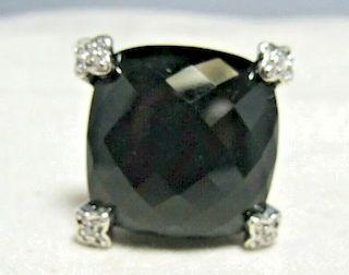David Yurman Cushion Diamond Black Onyx Ring Sz 6