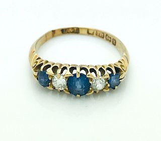 Antique L & L 18k Gold 1.00TCW Diamond Sapphire Ring