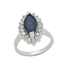 14k White Gold Apx. 2.00 Diamond Sapphire Ring