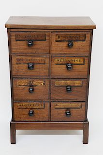9th Century American Walnut 8 Drawer Apothecary Cabinet