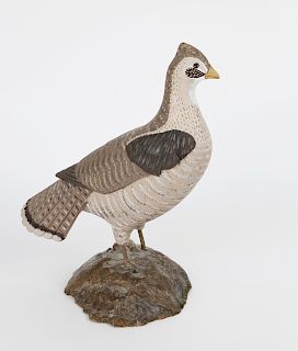 William L. Gable Carved and Painted Cock and Hen Quail Sculpture