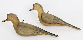Pair of Vintage Carved and Painted Hanging Dove Decoys