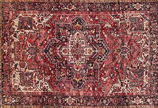 Hand Knotted Persian Heriz Carpet, circa 1940s