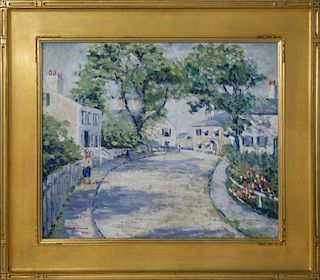 Philip R. Whitney Oil on Canvas "Along Milk Street, Nantucket"