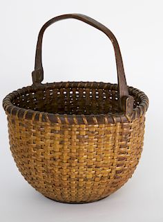19th Century Rattan Woven Nantucket Lightship Basket