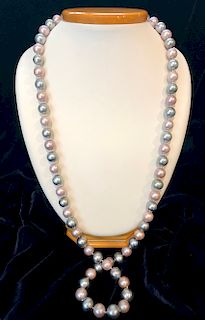 Fine 11.1mm-13.5mm Tahitian South Sea and Pink Fresh Water Pearl Necklace