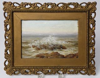 Miniature Seascape Oil on Artist Board, signed and dated lower right KWN, 1878