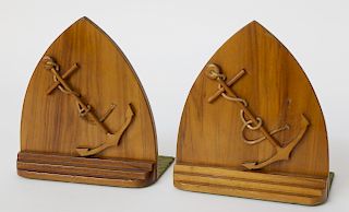 Pair of Sycamore Anchor on Plank Bookends