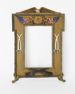 Cast Iron United States Military Souvenir Picture Frame