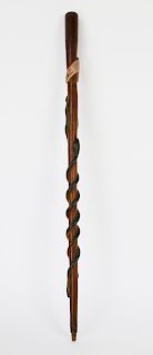 American Folk Art Carved and Polychromed Walking Stick