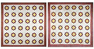 Fine Pair of American Pinwheel Patchwork Quilts, circa 1850