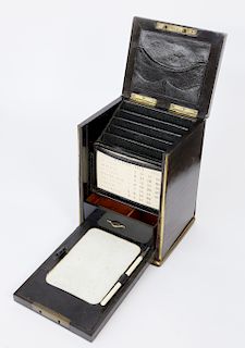 19th Century English Coromandel Wood Traveling Stationery Box