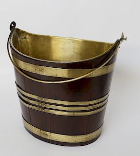 Irish Mahogany and Brass Bound Peat Bucket, 19th century