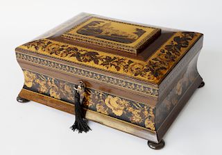 English Turnbridgeware Sewing Box, circa 1840