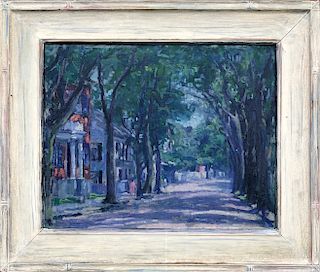 Frank Swift Chase Oil on Canvas "Main Street Nantucket"