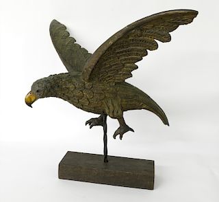 19th Century Carved and Painted Wood Spread Winged Eagle in Flight
