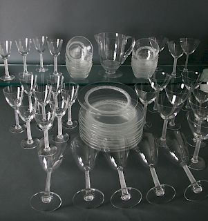 56 piece Set of Lalique Glass In The Phalsbourg Pattern