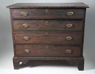 American Chippendale Grain Painted Four Drawer Chest, 18th Century