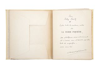 Édouard Glissant. La Terre Inquiète. Paris. Primera edición. Ed. 406 ejemplares, 45 numerados y firmados, ejem. XXIII.