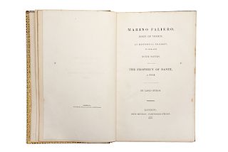 George Gordon (Lord) Byron. Marino Faliero, a Tragedy. The Prophecy of Dante, a Poem. London. Primera edición.