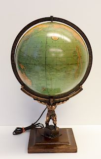 Crams 12" Terrestrial Globe On Figural Stand.