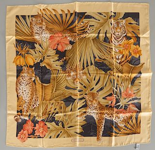 Salvatore Ferragamo silk jungle cat scarf