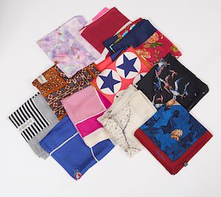 Group of ladies designer silk scarves